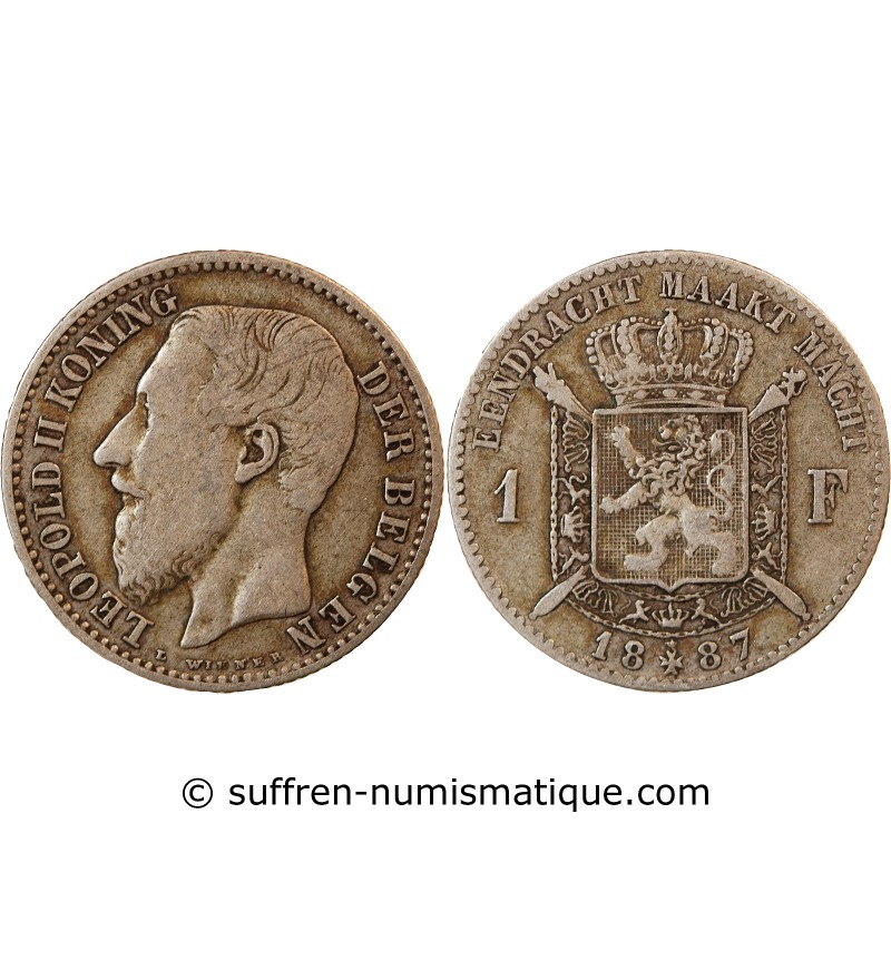 BELGIQUE, LEOPOLD II - 1 FRANC ARGENT 1887 - Légende flamande