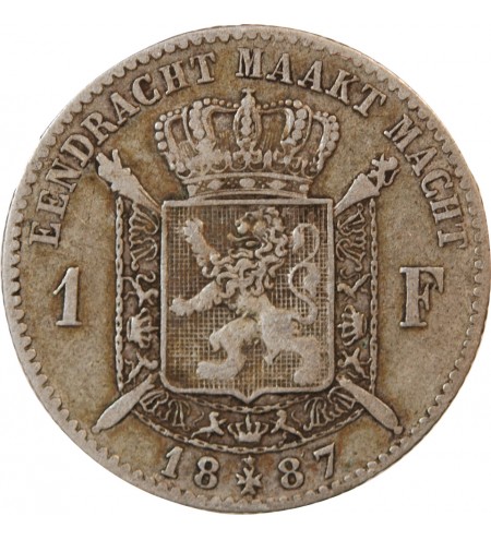 BELGIQUE, LEOPOLD II - 1 FRANC ARGENT 1887 - Légende flamande