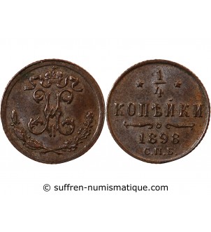 RUSSIE, NICOLAS II - 1/4 KOPECK 1898 С.П.Б.
