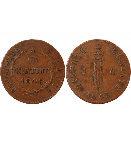 HAITI - 1 CENTIME 1846 (an 45)