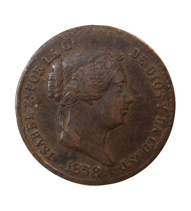 ESPAGNE, ISABELLE II - 10 CENTIMOS 1858