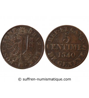 SUISSE, GENÈVE - 5 CENTIMES 1840