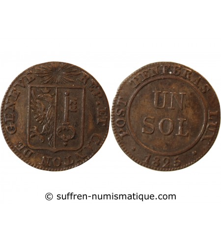 SUISSE, GENÈVE - 1 SOL 1825