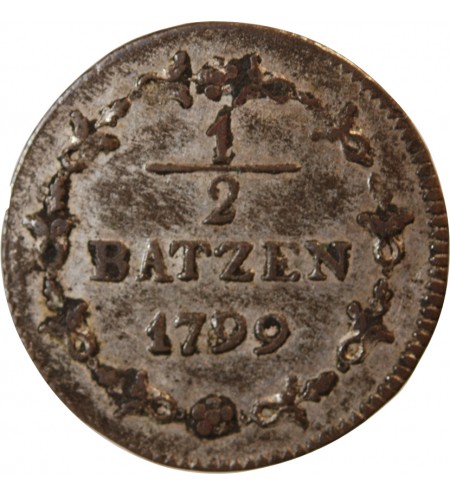 SUISSE, REPUBLIQUE HELVETIQUE - 1/2 BATZEN 1799