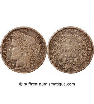 CERES - 5 FRANCS ARGENT 1849 A PARIS