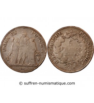 UNION et FORCE, CONSULAT - 5 FRANCS AN 8 Q PERPIGNAN