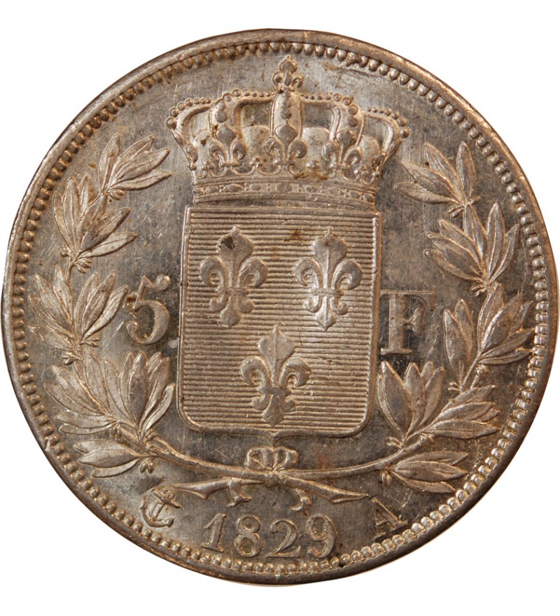 CHARLES X - 5 FRANCS ARGENT 1829 A PARIS "2e Type"