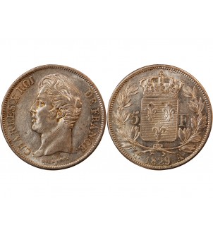 CHARLES X - 5 FRANCS ARGENT 1829 A PARIS "2e Type" 2