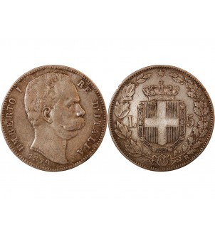 ITALIE, UMBERTO Ier - 5 LIRE ARGENT 1879 R ROME 2