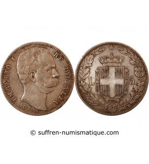 ITALIE, UMBERTO Ier - 5 LIRE ARGENT 1879 R ROME