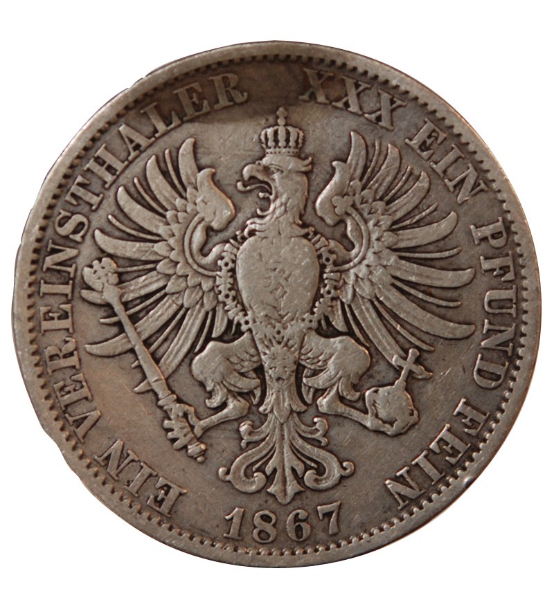 ALLEMAGNE, PRUSSE, WILHELM I - THALER ARGENT 1867 A BERLIN