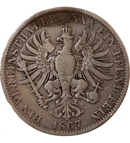 ALLEMAGNE, PRUSSE, WILHELM I - THALER ARGENT 1867 A BERLIN