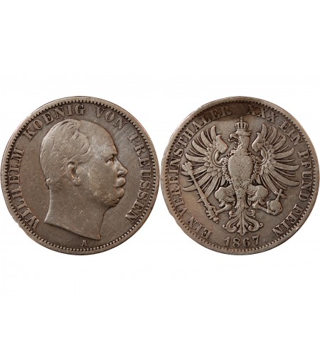 ALLEMAGNE, PRUSSE, WILHELM I - THALER ARGENT 1867 A BERLIN