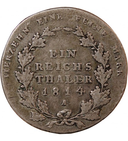 ALLEMAGNE, PRUSSE, FRIEDRICH WILHELM III - THALER ARGENT 1814 A BERLIN