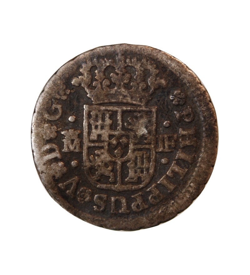ESPAGNE, PHILIPPE V - 1/2 REAL ARGENT 1740 M JF