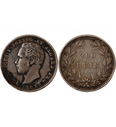 PORTUGAL, LOUIS Ier - 200 REIS ARGENT 1887