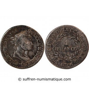 ITALIE, REPUBLIQUE DE LUCQUES, FELIX ET ELISA - 1 FRANCO ARGENT 1806