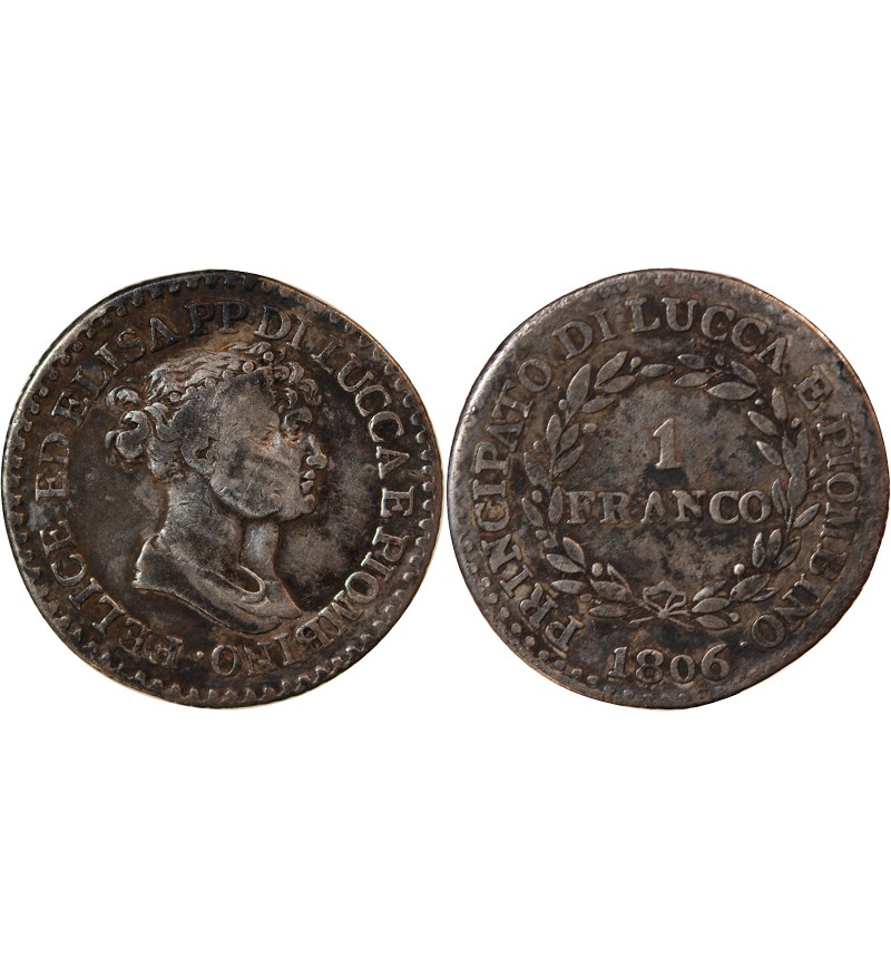 ITALIE, REPUBLIQUE DE LUCQUES, FELIX ET ELISA - 1 FRANCO ARGENT 1806