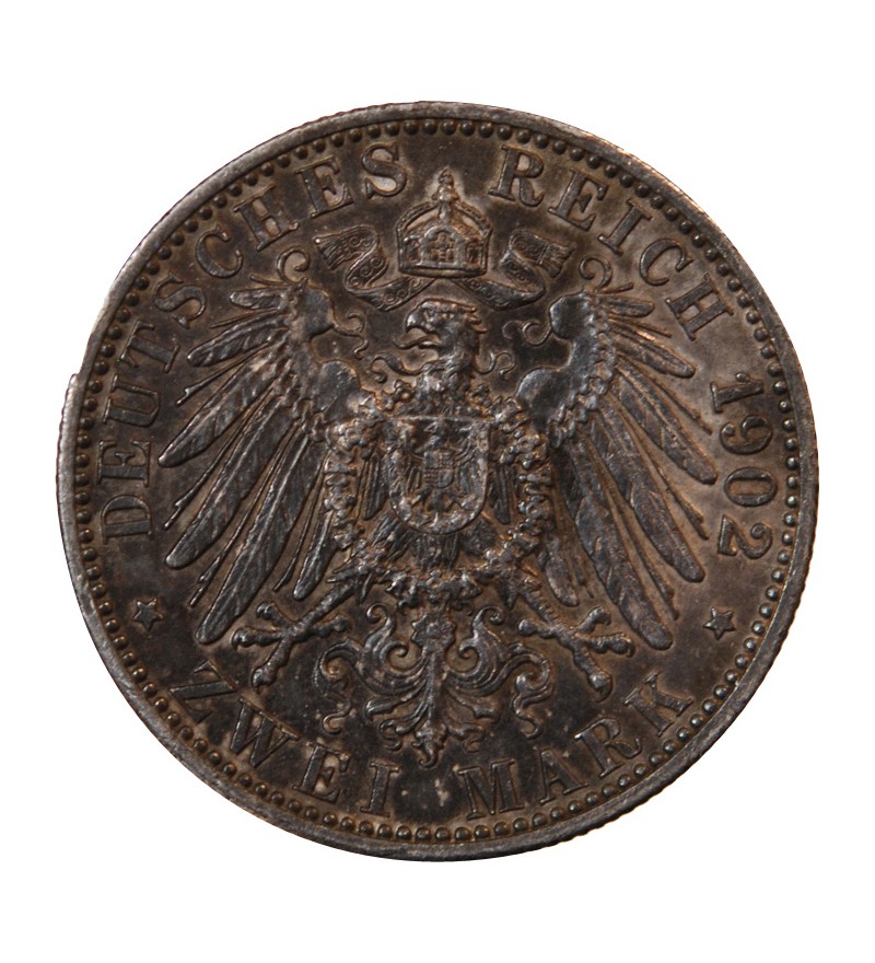ALLEMAGNE, BADE, FRIEDRICH I - 2 MARK ARGENT 1902 - 50 ans de règne