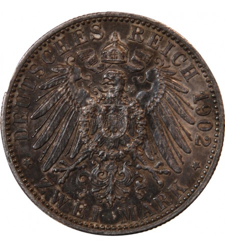 ALLEMAGNE, BADE, FRIEDRICH I - 2 MARK ARGENT 1902 - 50 ans de règne