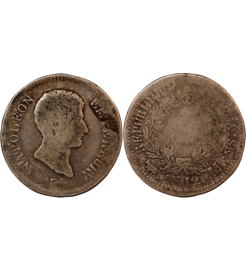 NAPOLEON Ier - 2 FRANCS AN 12 M TOULOUSE "calendrier révolutionnaire"