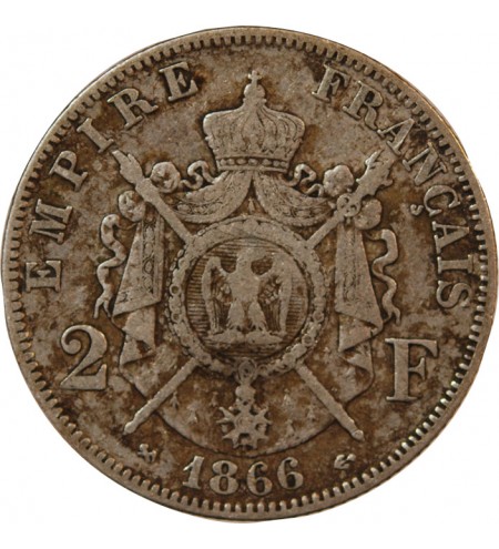 NAPOLEON III - 2 FRANCS ARGENT 1866 K BORDEAUX