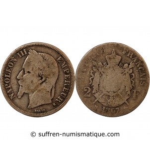 NAPOLEON III - 2 FRANCS ARGENT 1867 K BORDEAUX