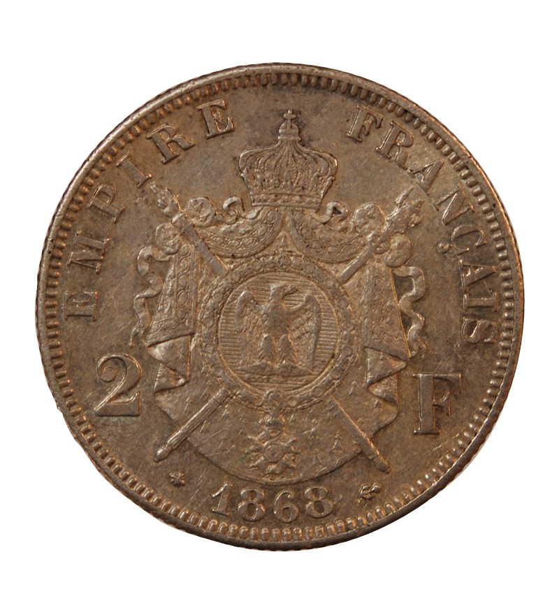 NAPOLEON III - 2 FRANCS ARGENT 1868 A PARIS