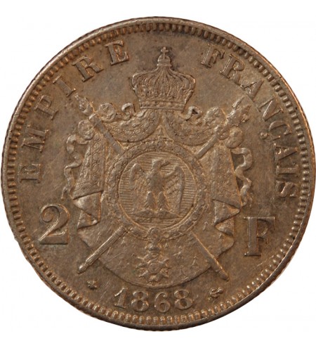 NAPOLEON III - 2 FRANCS ARGENT 1868 A PARIS