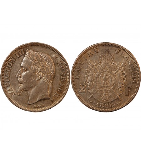 NAPOLEON III - 2 FRANCS ARGENT 1868 A PARIS