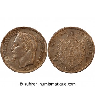 NAPOLEON III - 2 FRANCS ARGENT 1868 A PARIS