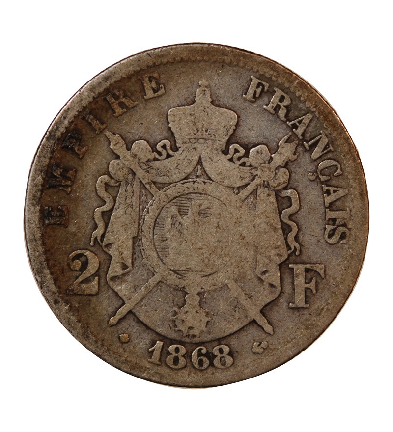 NAPOLEON III - 2 FRANCS ARGENT 1868 BB STRASBOURG