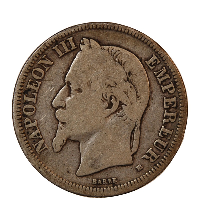 NAPOLEON III - 2 FRANCS ARGENT 1868 BB STRASBOURG
