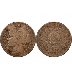 CERES - 2 FRANCS 1871 K BORDEAUX - Avec Légende - Variété Grand K 2