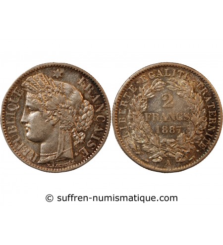CERES - 2 FRANCS 1887 A PARIS - Avec Légende