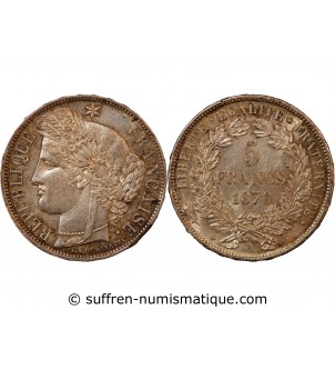 CERES - 5 FRANCS ARGENT 1870 A PARIS "Avec Légende"﻿