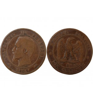 NAPOLEON III - 10 CENTIMES 1855 D LYON - Variété Ancre 2