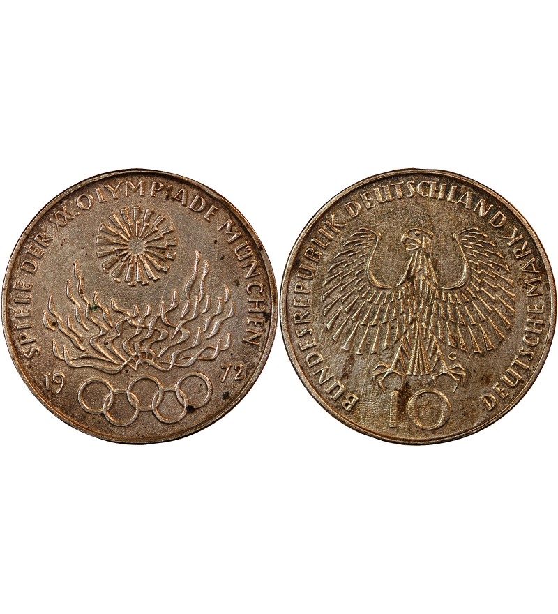 ALLEMAGNE, JO de Munich - 10 MARK ARGENT 1972 G KARLSRUHE
