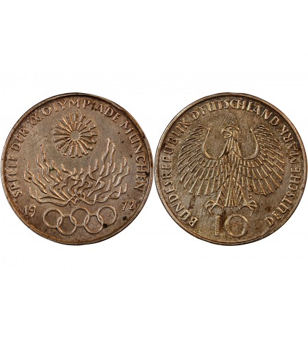 ALLEMAGNE, JO de Munich - 10 MARK ARGENT 1972 G KARLSRUHE