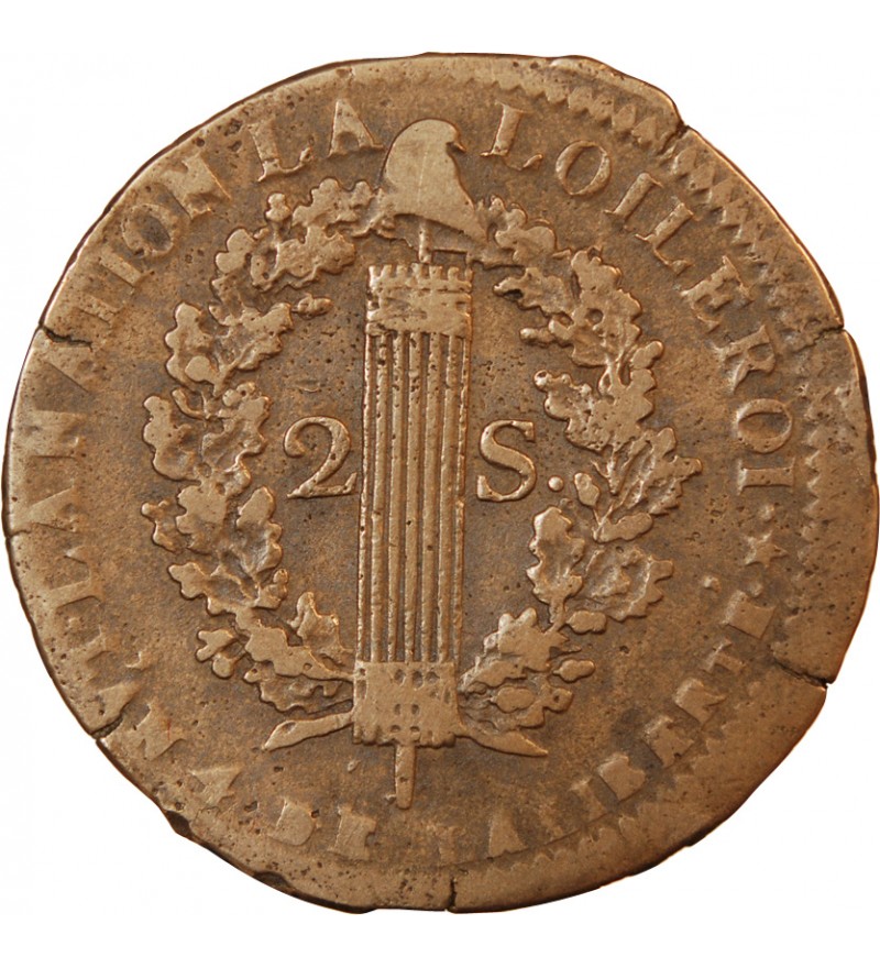 REVOLUTION FRANCAISE, CONSTITUTION - 2 SOLS ROI DES FRANCOIS 1792 R ORLEANS