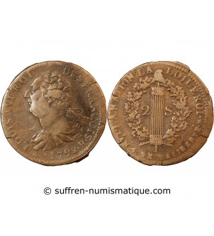 REVOLUTION FRANCAISE, CONSTITUTION - 2 SOLS ROI DES FRANCOIS 1792 R ORLEANS