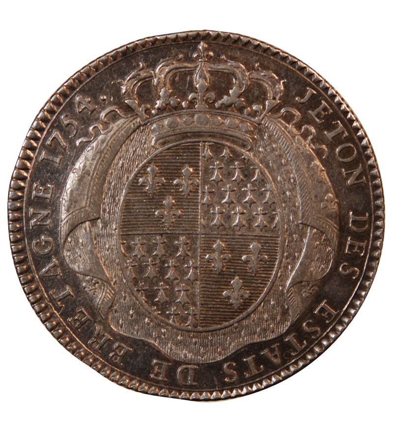 ETATS DE BRETAGNE, LOUIS XV – JETON ARGENT 1754 RENNES