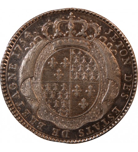 ETATS DE BRETAGNE, LOUIS XV – JETON ARGENT 1754 RENNES