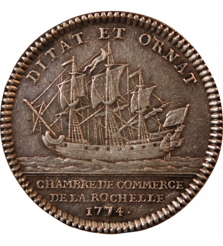 CHAMBRE DE COMMERCE DE LA ROCHELLE, LOUIS XVI – JETON ARGENT 1774