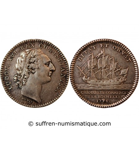 CHAMBRE DE COMMERCE DE LA ROCHELLE, LOUIS XVI – JETON ARGENT 1774