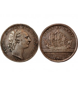 CHAMBRE DE COMMERCE DE LA ROCHELLE, LOUIS XVI – JETON ARGENT 1774 2