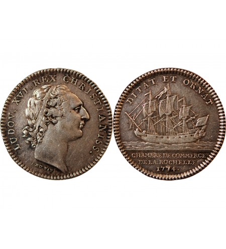 CHAMBRE DE COMMERCE DE LA ROCHELLE, LOUIS XVI – JETON ARGENT 1774