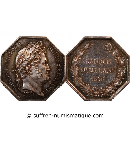BANQUE D'ORLEANS, LOUIS-PHILIPPE - JETON ARGENT poinçon Main (1845-1860)
