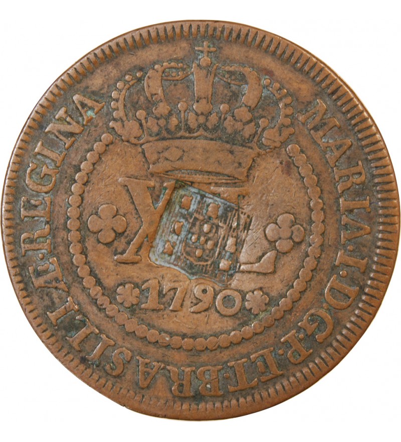 BRESIL, MARIA I - 80 REIS CONTREMARQUE SUR 40 REIS 1790