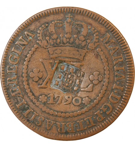 BRESIL, MARIA I - 80 REIS CONTREMARQUE SUR 40 REIS 1790